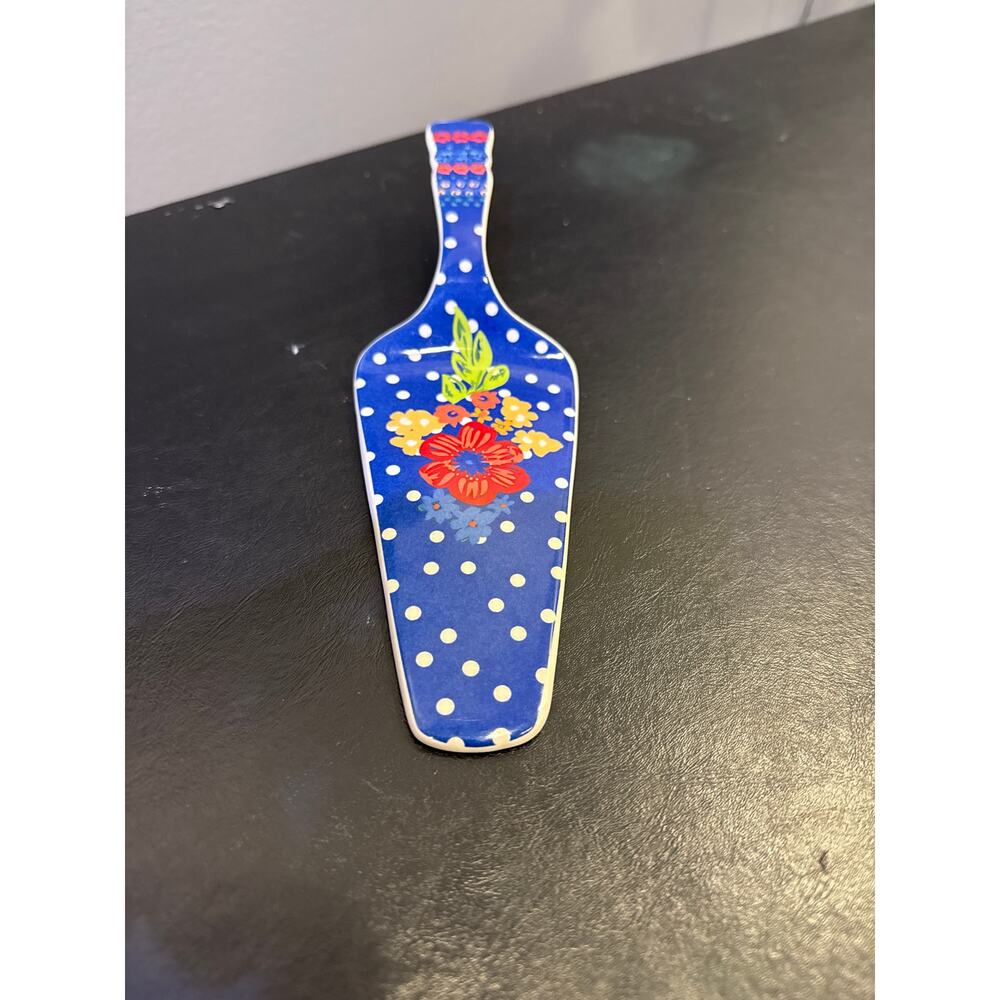 The Pioneer Woman Dazzling Dahlias Cobalt Blue Floral Ceramic Pie Cake Server
